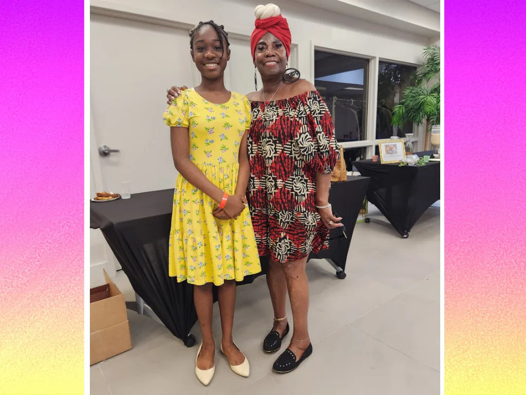 Abigail Samson posing with a supporter at the book-signing event