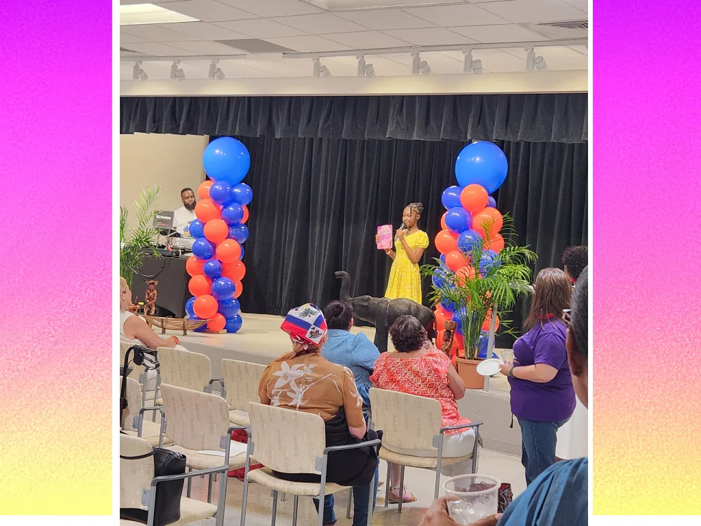 Abigail Samson reading The Magical World of Candytopia to an audience